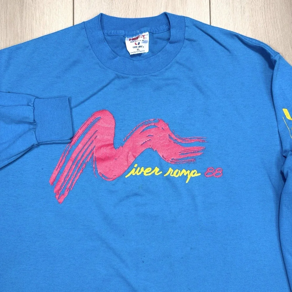VTG 1988 River Romp Trashed Insurance Portland OR Tee Jay Heft-T L/S Shirt‎ XL